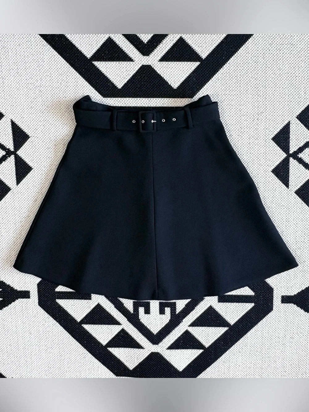 Zara Belted A-line Mini Skirt in Black Small
